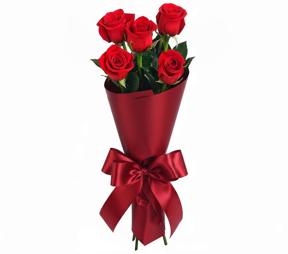 Букет 5 Красных роз Эдлесс Лав в Беляевка