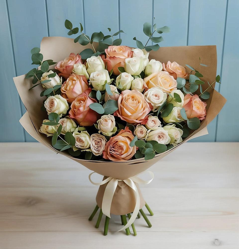 Букет цветов из: Альстромерии и Розы в Беляевка