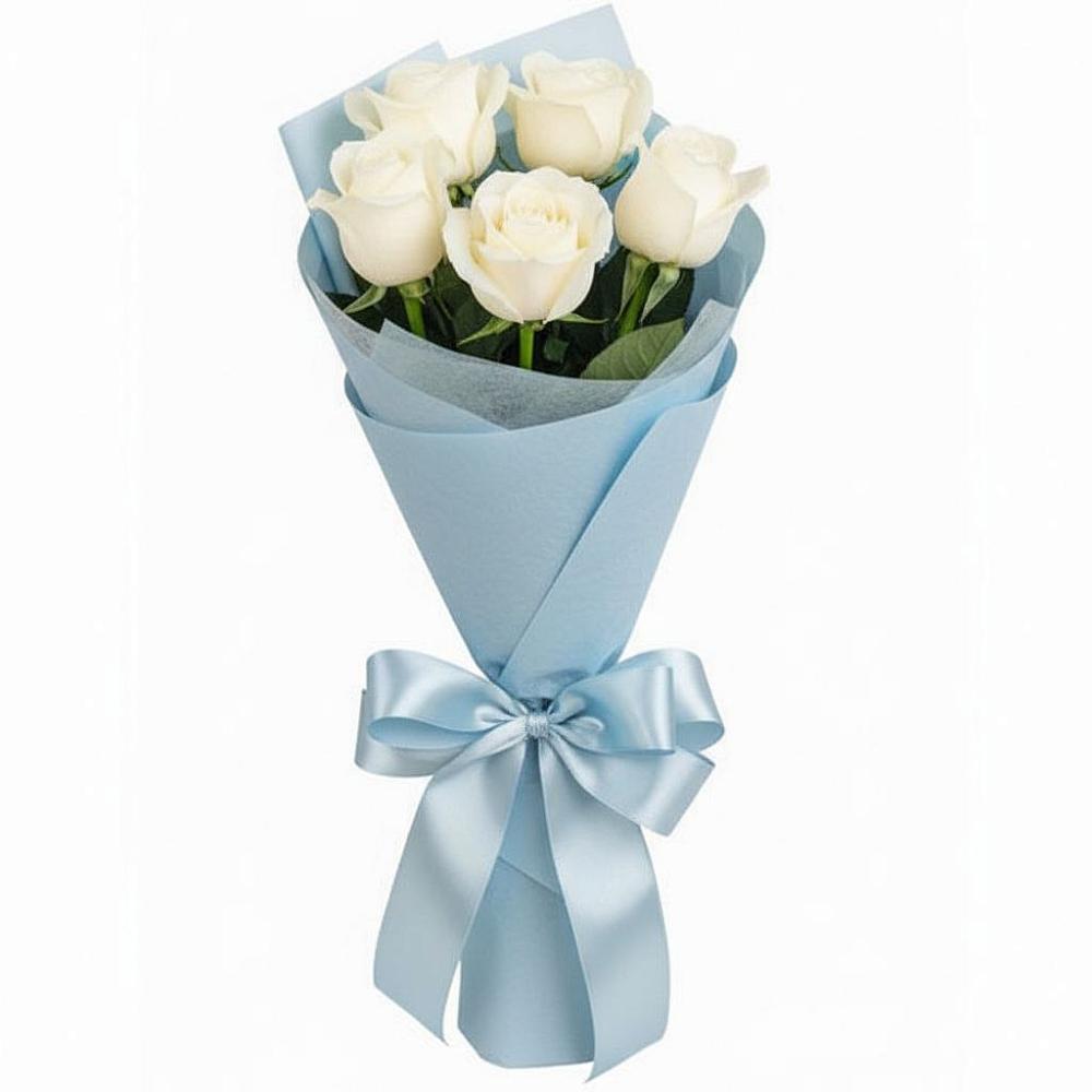 Букет 5 Белых роз Проуд в Беляевка