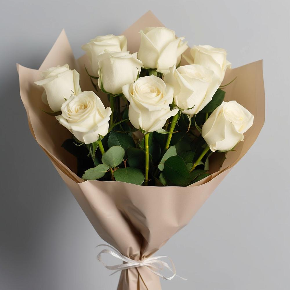 Букет 9 Белых роз Эдлесс Лав в Беляевка