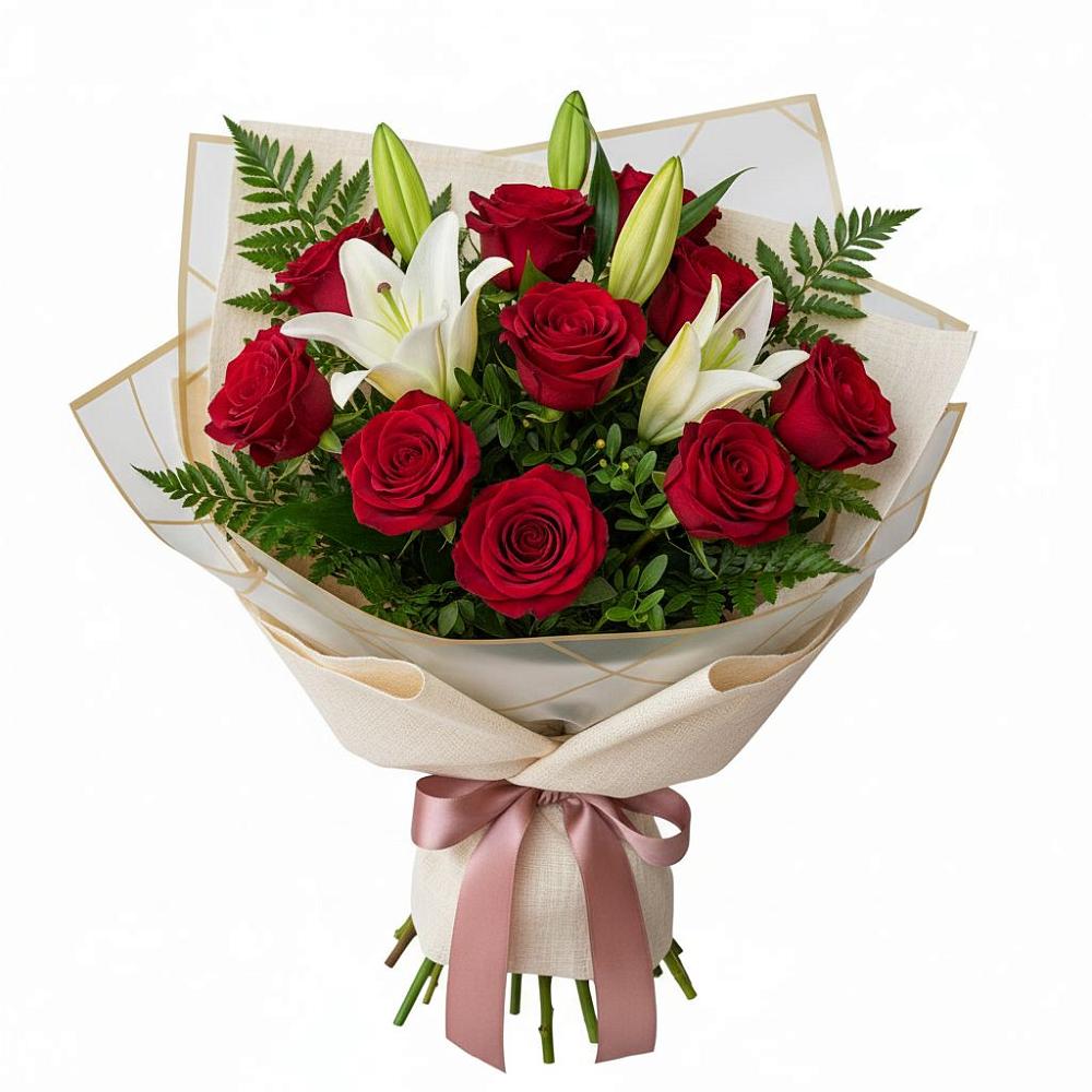 Букет цветов из: Лилии и Розы в Беляевка