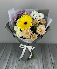 Букет цветов из:  Розы, Герберы и Хризантемы в Беляевка