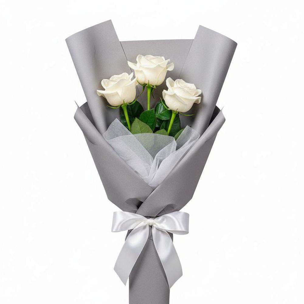 Букет 3 белые розы в Беляевка