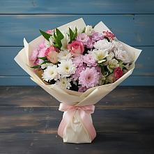 Букет цветов из:  Хризантемы, Альстромерии и Розы в Беляевка