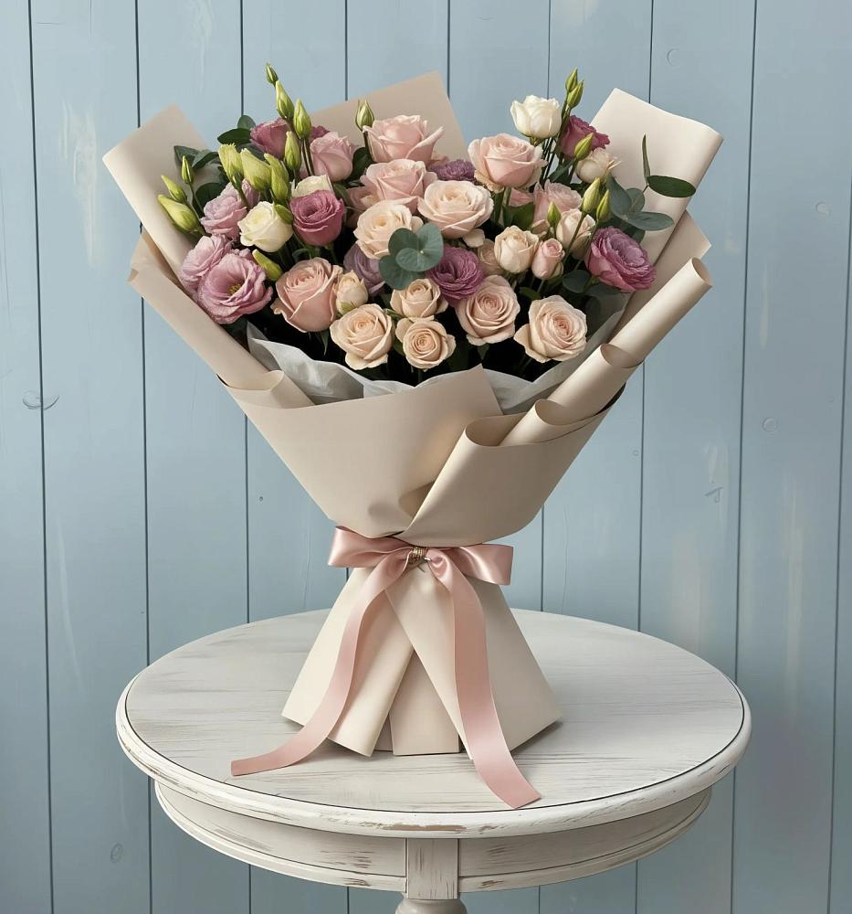 Букет цветов из: Розы и Лизиантусы в Беляевка