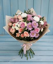 Букет цветов из:  Хризантемы, Розы и Альстромерии в Беляевка
